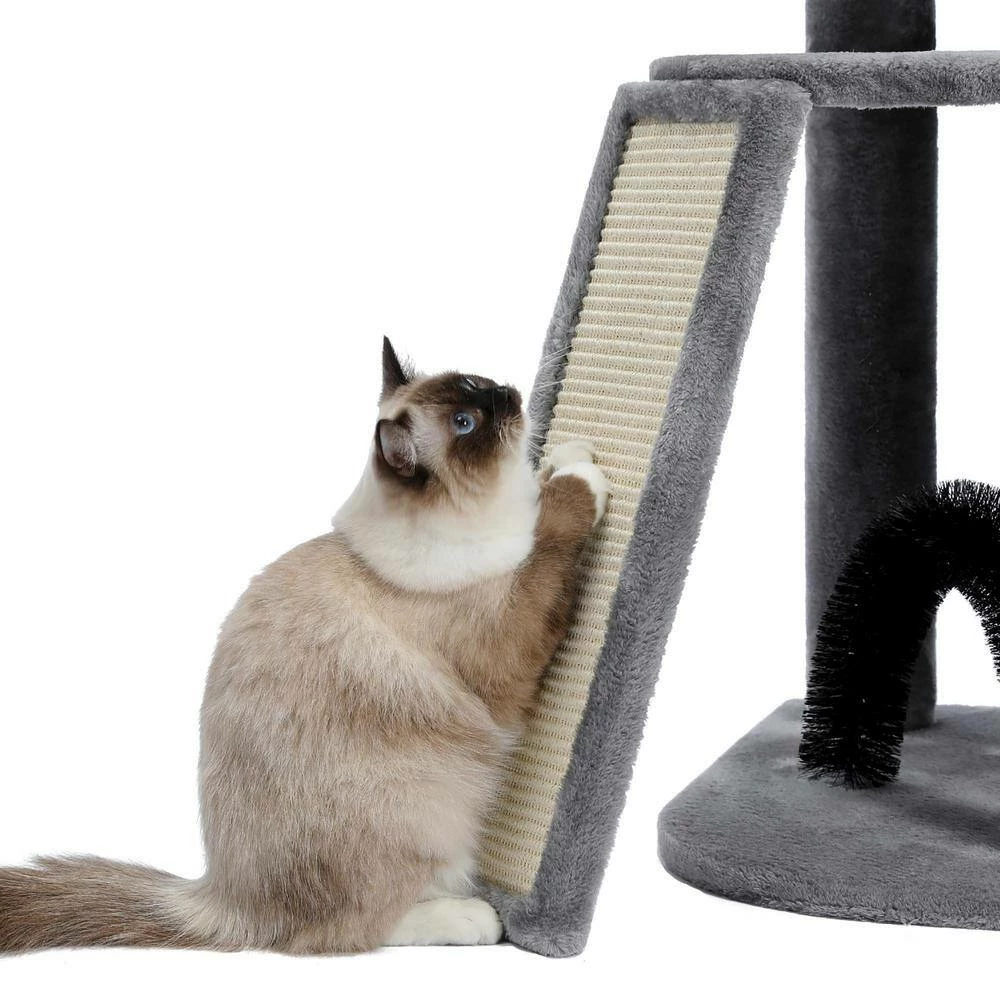 Large Condo Cat Tree Feeding Bowl Grooming Brush Whirligig Turntable by Foobrues - Image 2