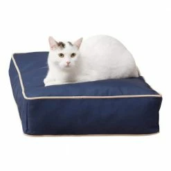 Stella Navy Polyester Indoor/Outdoor Rectangle Cat Bed by Happy Hounds