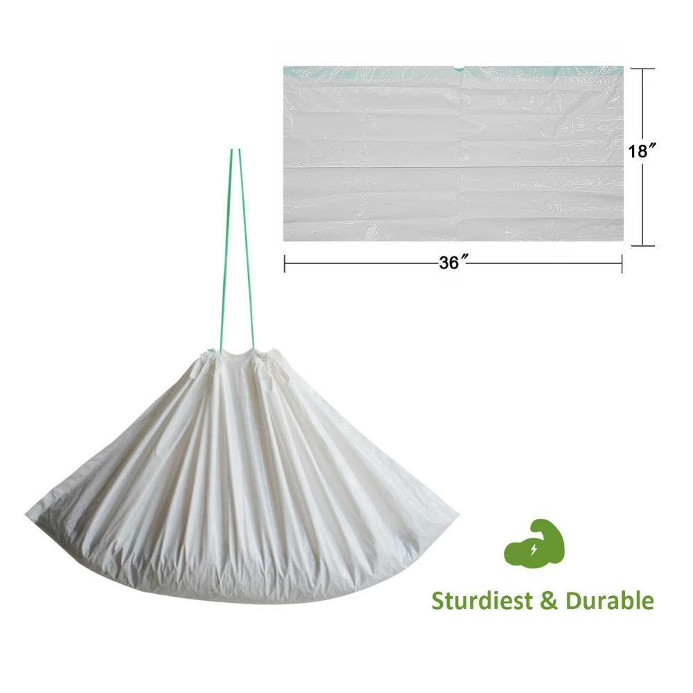 36 in. x 18 in. Extra Heavy-Duty Jumbo Size Cat Pan Liners with Green Drawstring Tear Resistant (20 Liners Box) by Hyper - Image 2