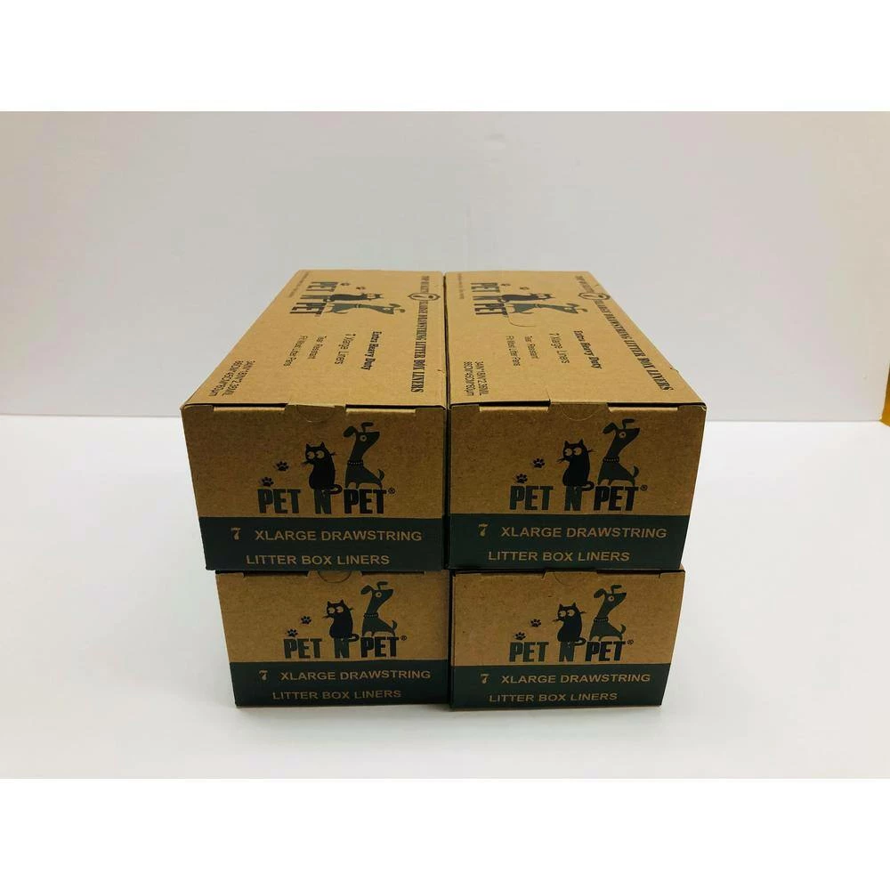 Extra Heavy-Duty Jumbo Size Cat Pan Liners with Green Drawstring Tear Resistant (60 Liners-Box) by Hyper - Image 2