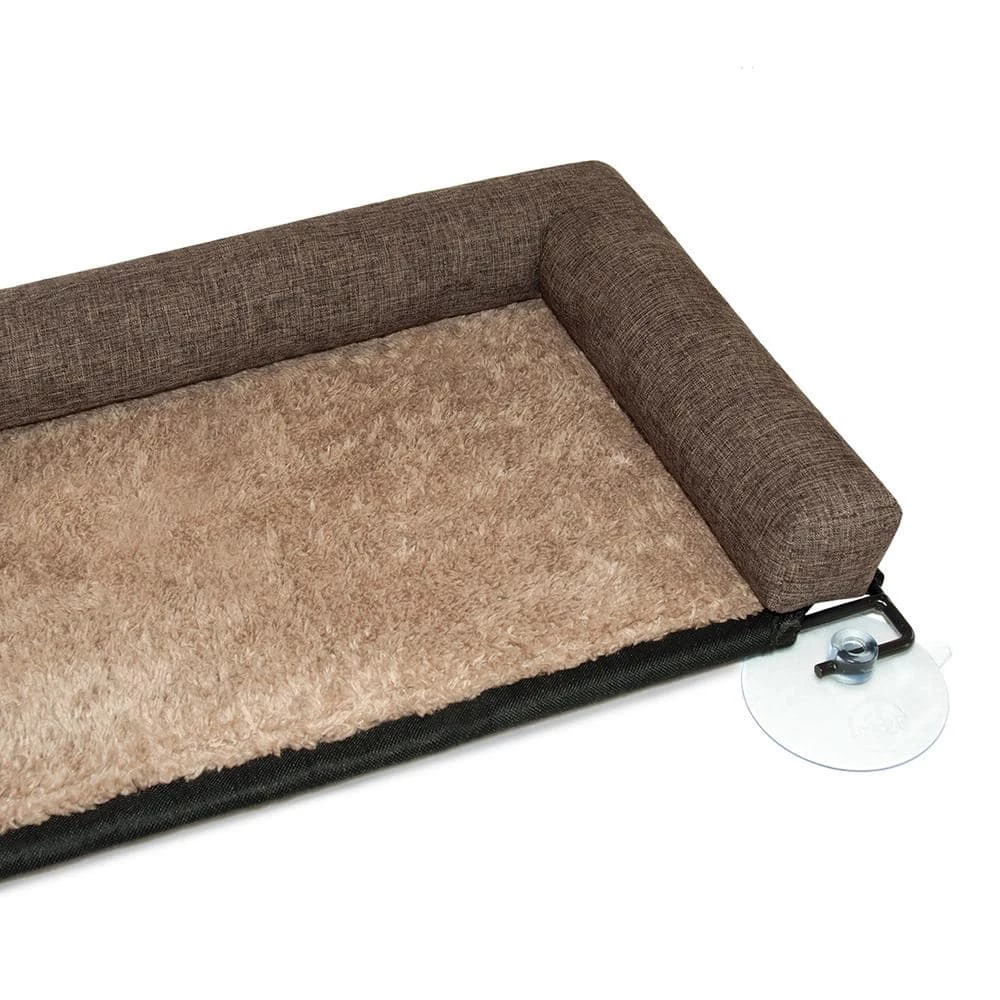 12 in. x 23 in. Medium Chocolate EZ Mount Kitty Sill Deluxe with Bolster Bed by K and H Pet Products - Image 2