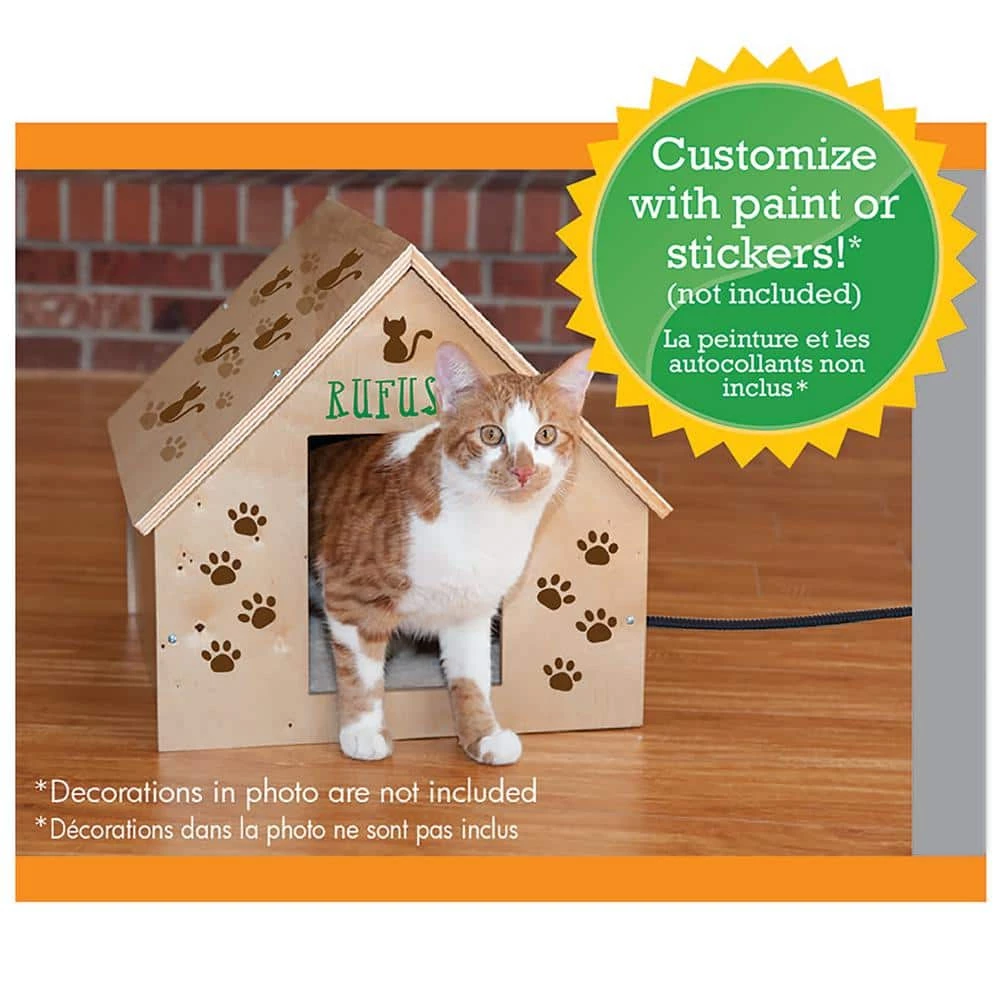 Natural Wood Birchwood Manor Kitty Home (Unheated) - 18 in. x 16 in. x 15 in. by K and H Pet Products - Image 5