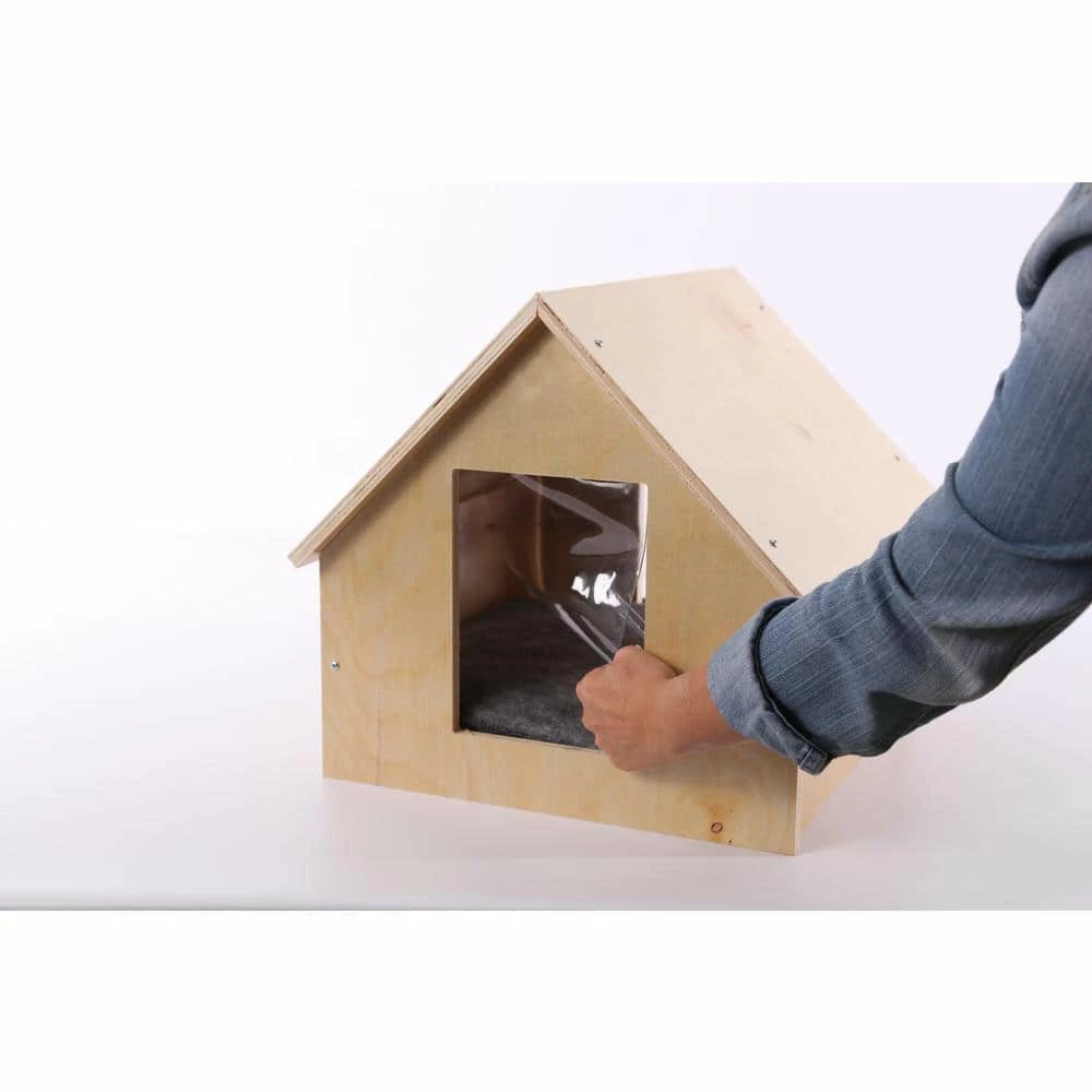 Natural Wood Birchwood Manor Kitty Home (Unheated) - 18 in. x 16 in. x 15 in. by K and H Pet Products - Image 4