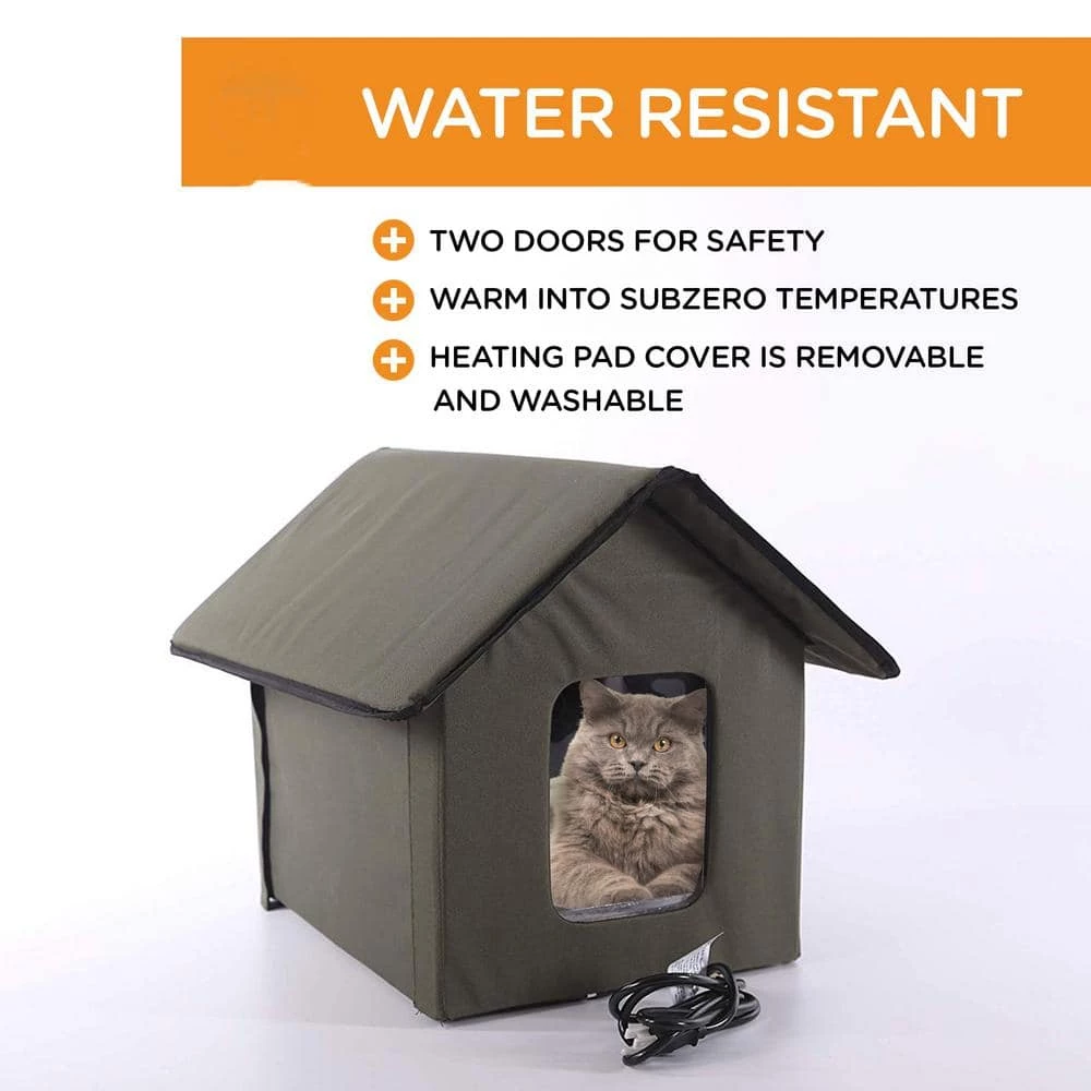 K&H 18 in. x 22 in. x 17 in. 20-Watt Outdoor Heated Kitty House Barn Red/Black by K and H Pet Products - Image 3