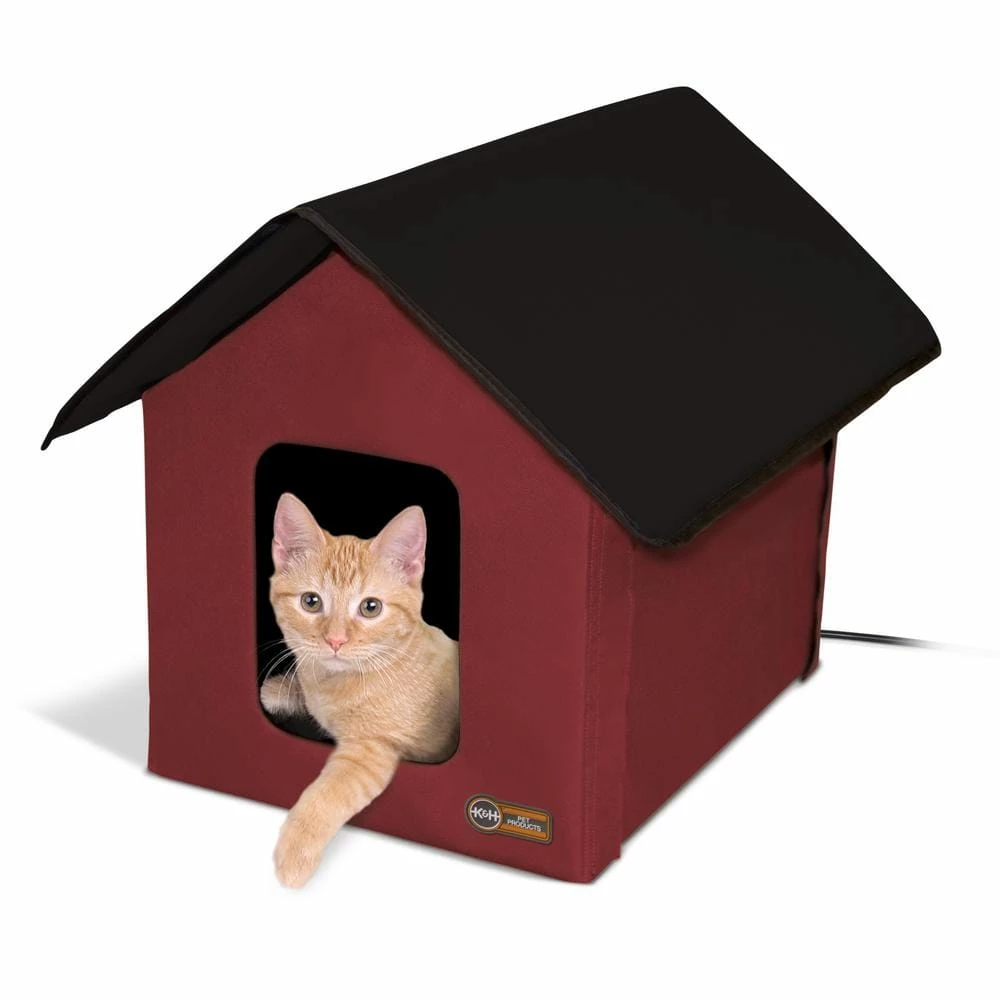 K&H 18 in. x 22 in. x 17 in. 20-Watt Outdoor Heated Kitty House Barn Red/Black by K and H Pet Products - Image 2