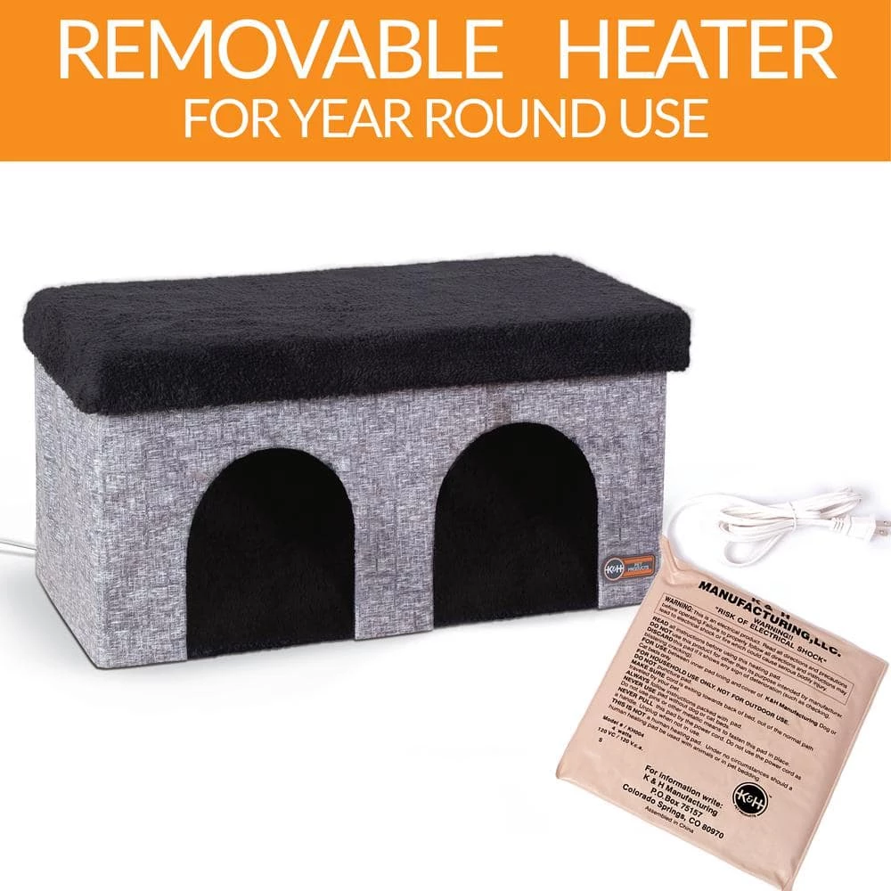 12 in. x 24 in. x 12 in. Classy Gray Thermo-Kitty Duplex 4W by K and H Pet Products - Image 7