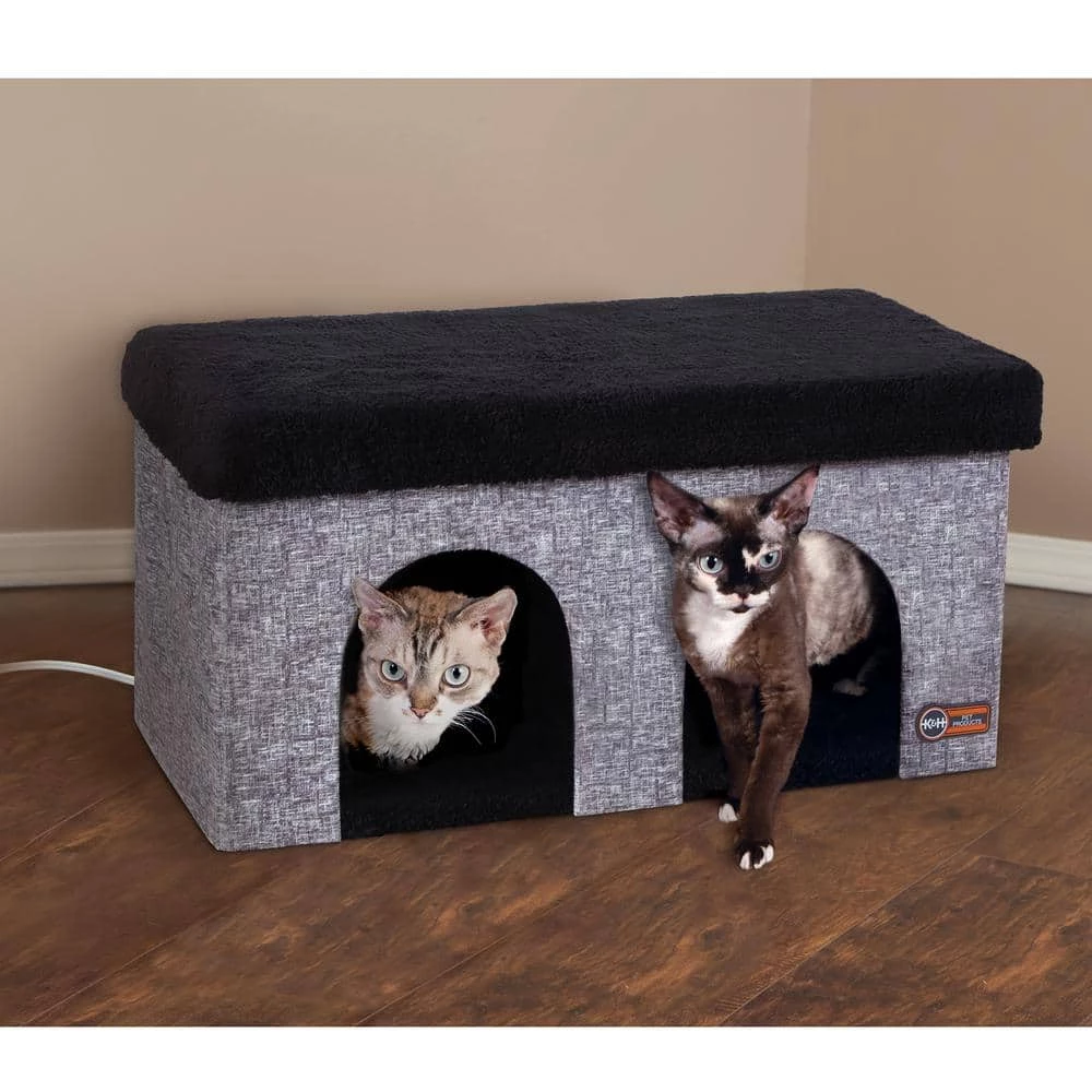 12 in. x 24 in. x 12 in. Classy Gray Thermo-Kitty Duplex 4W by K and H Pet Products - Image 10