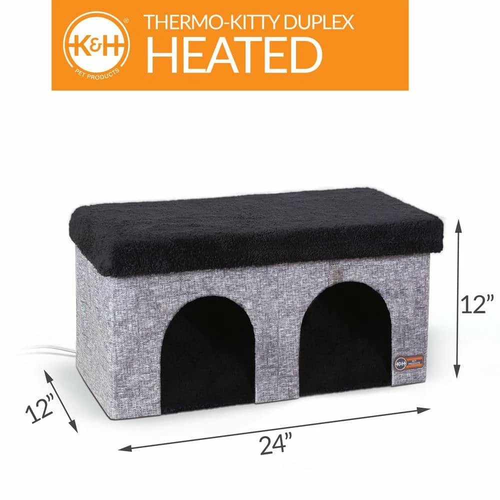 12 in. x 24 in. x 12 in. Classy Gray Thermo-Kitty Duplex 4W by K and H Pet Products - Image 6