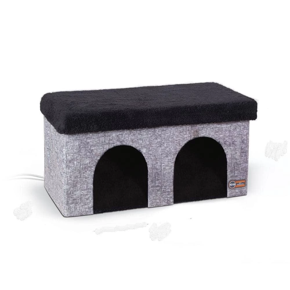12 in. x 24 in. x 12 in. Classy Gray Thermo-Kitty Duplex 4W by K and H Pet Products