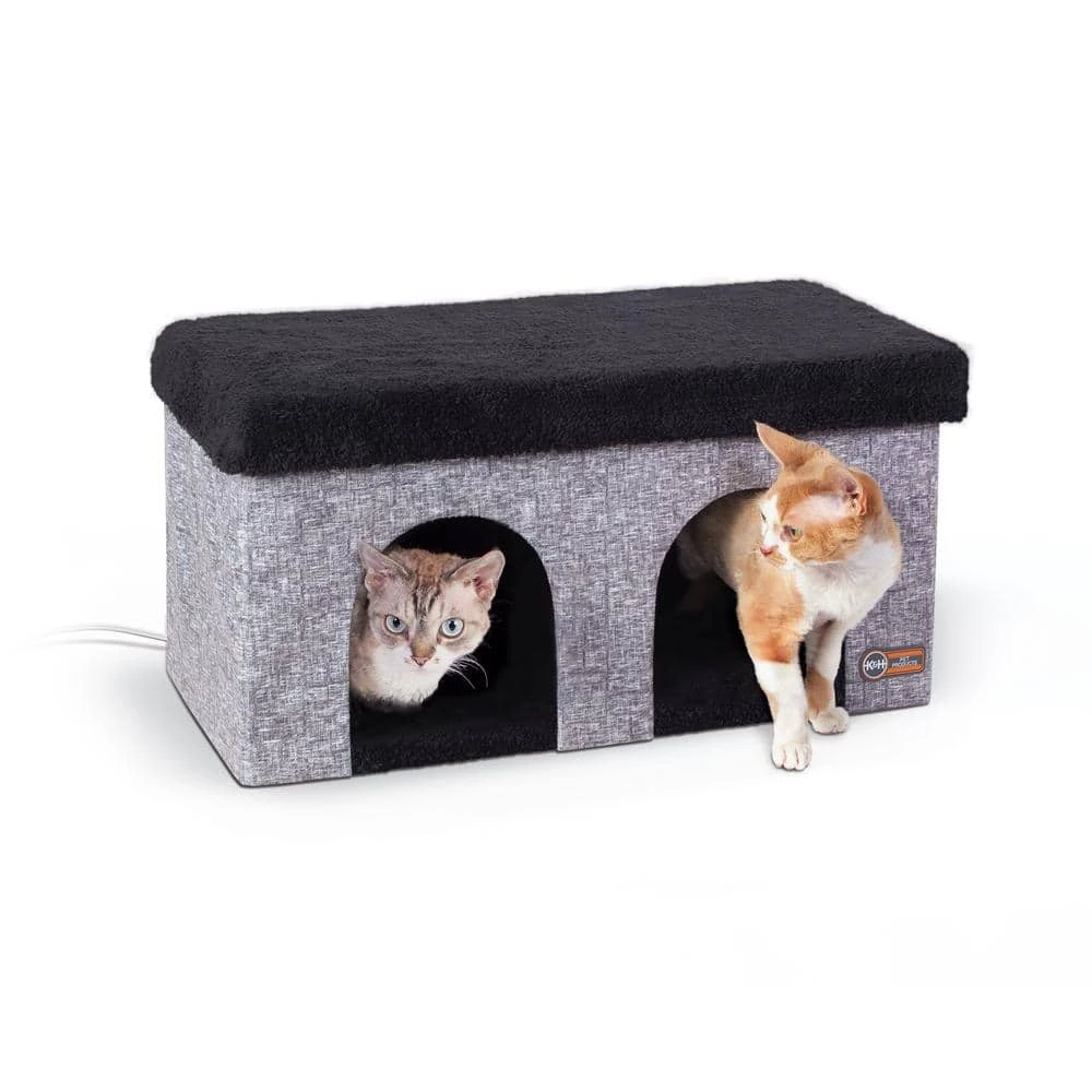 12 in. x 24 in. x 12 in. Classy Gray Thermo-Kitty Duplex 4W by K and H Pet Products - Image 5