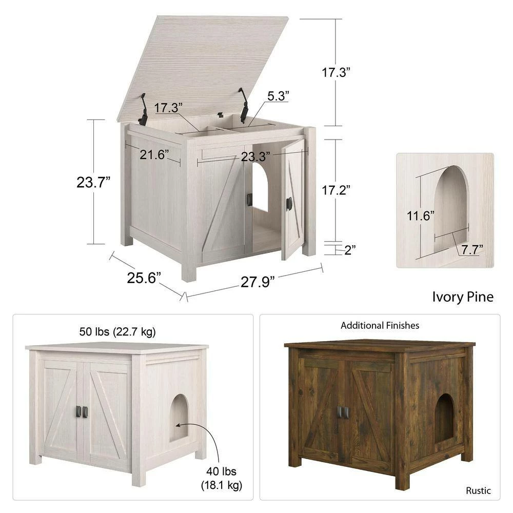 Farmington Litter Box Enclosure, Rustic by OLLIE & HUTCH - Image 5