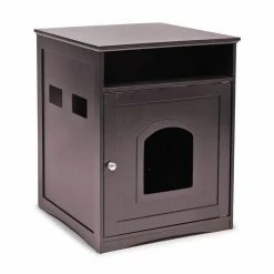 20 in. x 21 in. Plastic Compartment cat litter-brown by ANGELES HOME