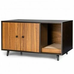 Walnut Black 35.5 in. x 20 in. MDF Cat Litter Box Enclosure by ANGELES HOME