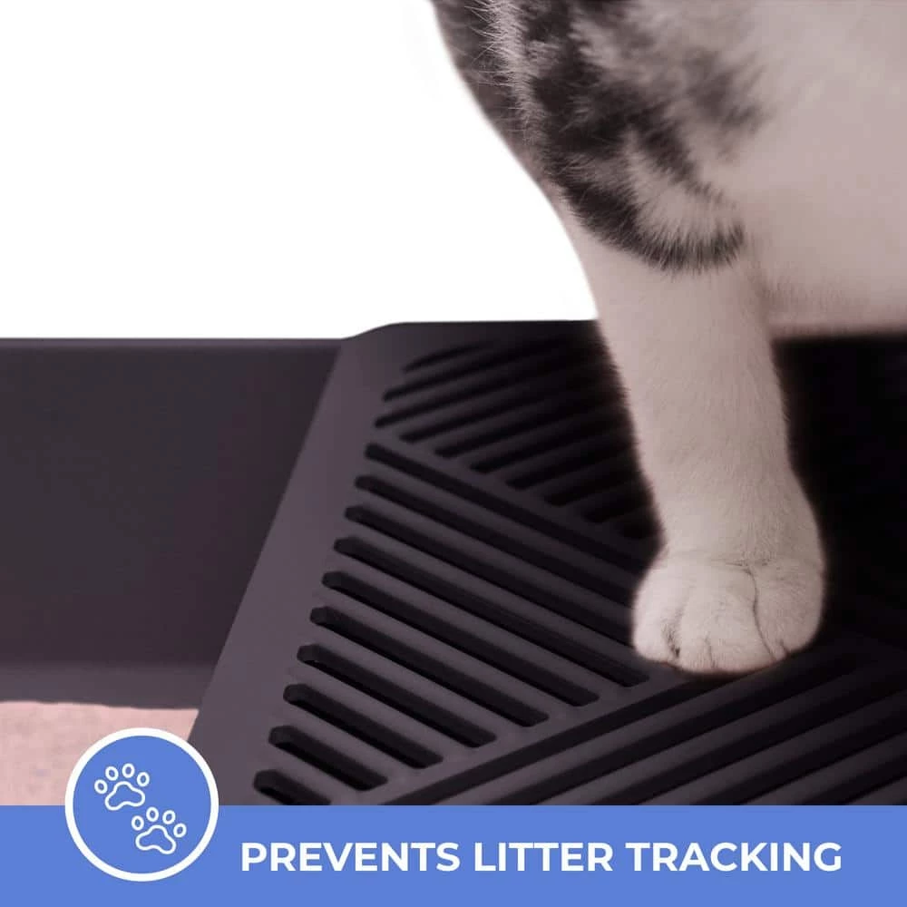 Loo 19.7 in. W x 15.3 in. H Dark Grey Plastic Enclosed Cat Litter Box with Scoop by Unbranded - Image 5