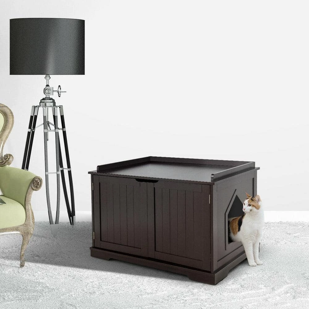 19.5 in. W x 21 in. D x 21 in. H MDF Litter Box Cat Enclosure in White with Single Door by WELLFOR - Image 7