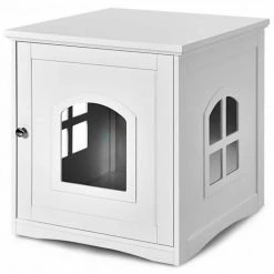 19.5 in. W x 21 in. D x 21 in. H MDF Litter Box Cat Enclosure in White with Single Door by WELLFOR