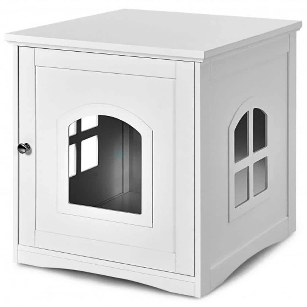 19.5 in. W x 21 in. D x 21 in. H MDF Litter Box Cat Enclosure in White with Single Door by WELLFOR