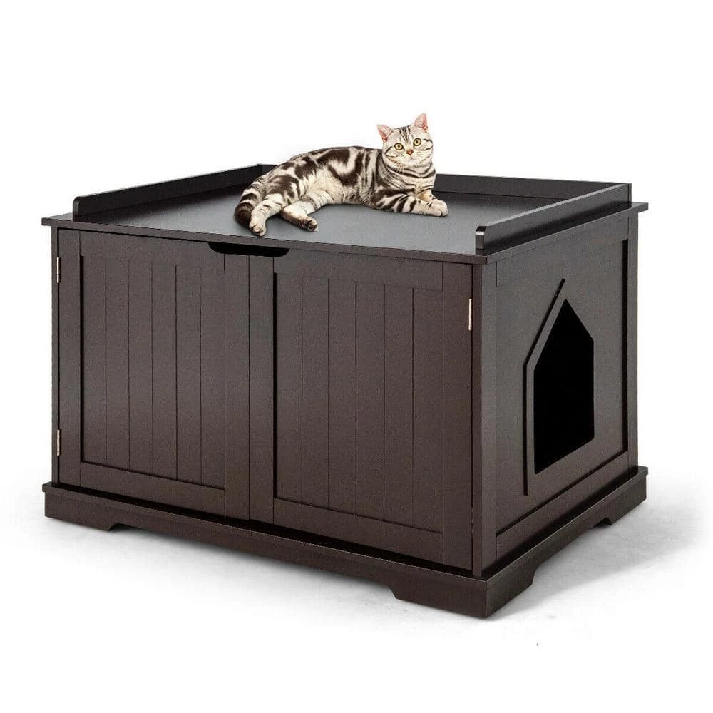 19.5 in. W x 21 in. D x 21 in. H MDF Litter Box Cat Enclosure in White with Single Door by WELLFOR - Image 6