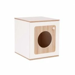 Daisy 2 Tone Wooden Cat Litter Box Enclosure Side Table, Tan by TEAMSON PETS