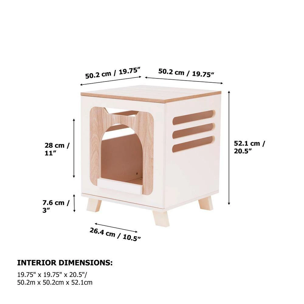 Elyse Elevated Wooden Cat Litter Box Enclosure Side Table, Tan by TEAMSON PETS - Image 8