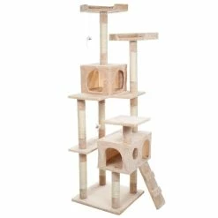 66.25 in. Beige Skyscraper Sleep and Play Cat Tree by Petmaker
