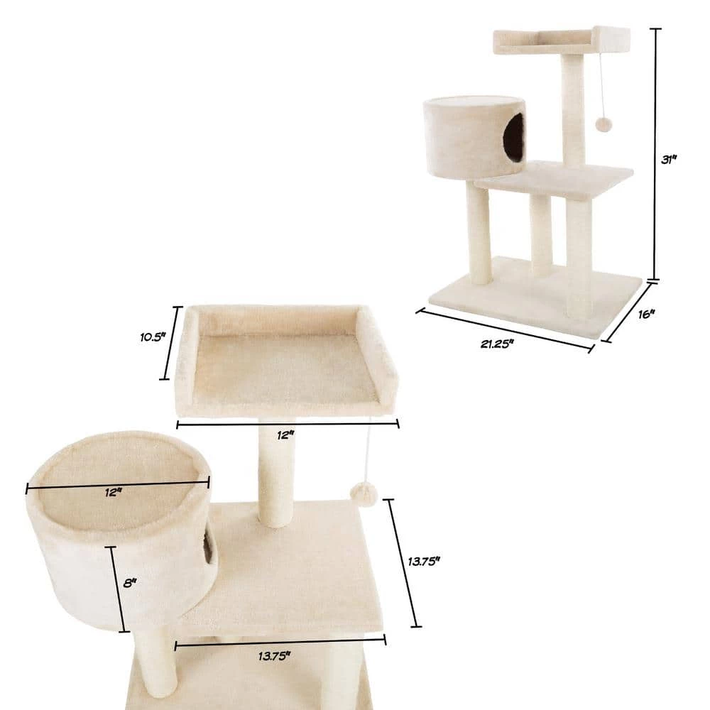 31 in. 3-Tier Cat Tree and Condo by Petmaker - Image 2