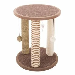 Tan and Cream 3 Pole Cat Scratching Post with Perch by Petmaker