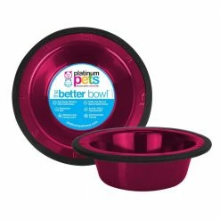 Switchin 10 cup Pets Stainless Steel Diner Feeder Replacement Bowl in Raspberry Pop by Platinum Pets