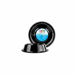 1 Cup Stainless Steel Embossed Non-Tip Cat Bowl in Black by Platinum Pets