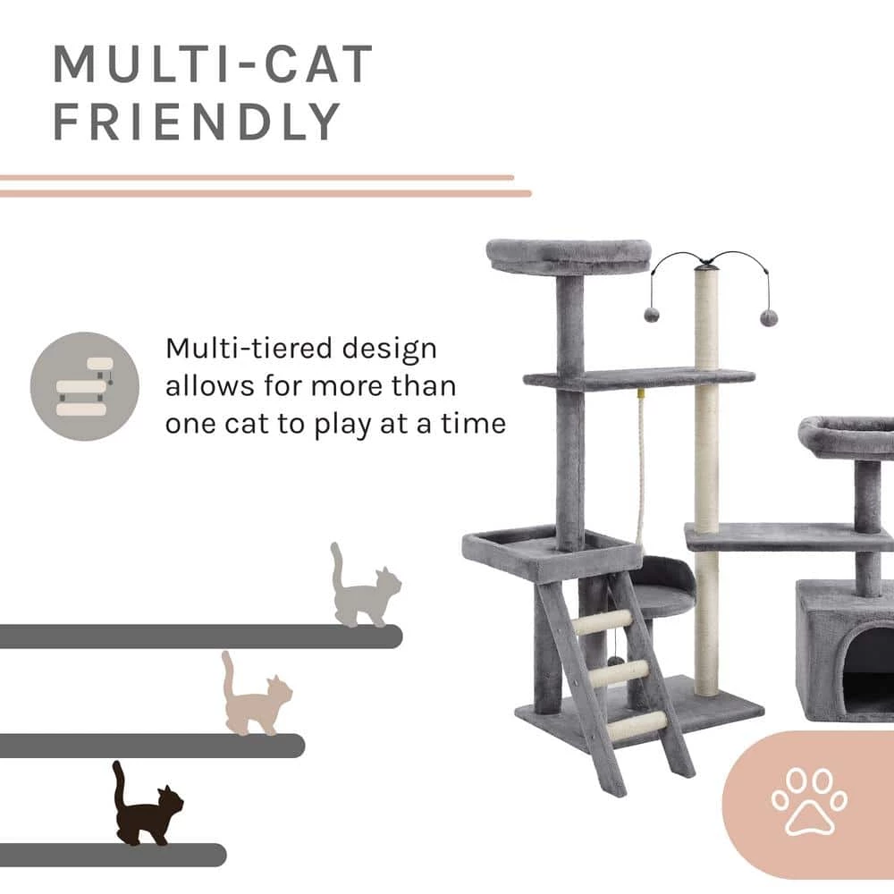 Longshot 53.5 in. Gray Cat Tree by Sam's Pets - Image 5