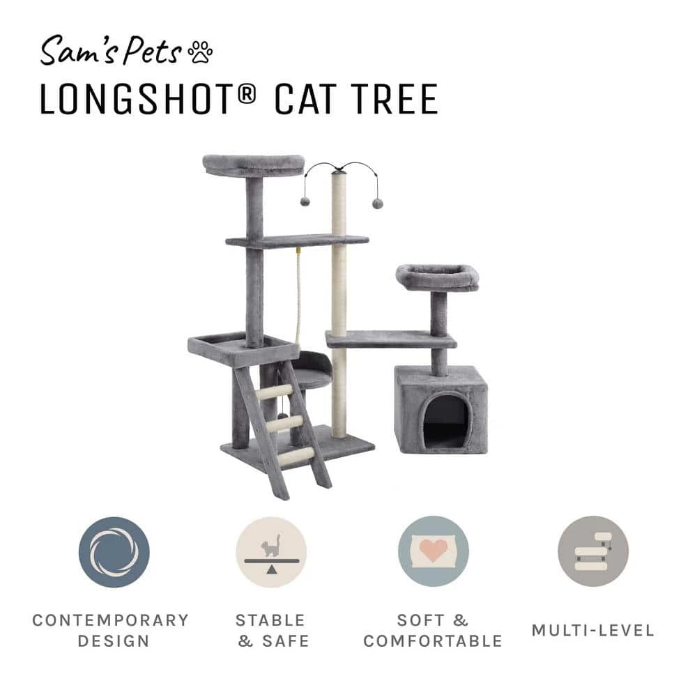 Longshot 53.5 in. Gray Cat Tree by Sam's Pets - Image 6