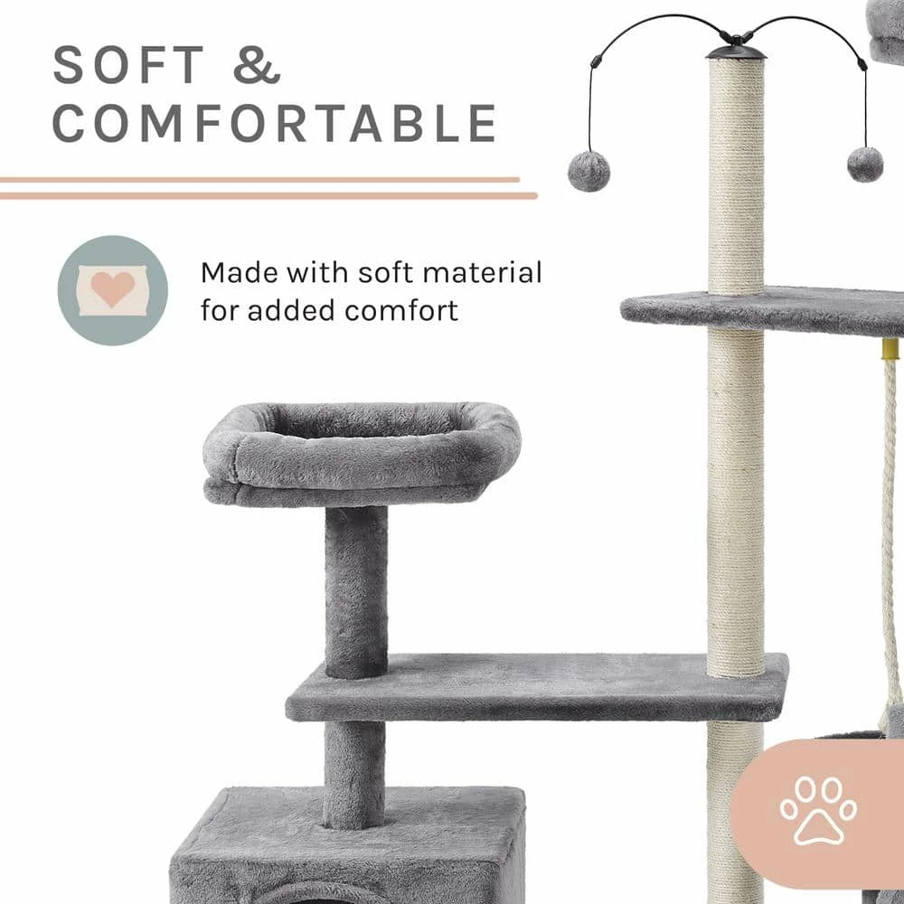 Longshot 53.5 in. Gray Cat Tree by Sam's Pets - Image 4