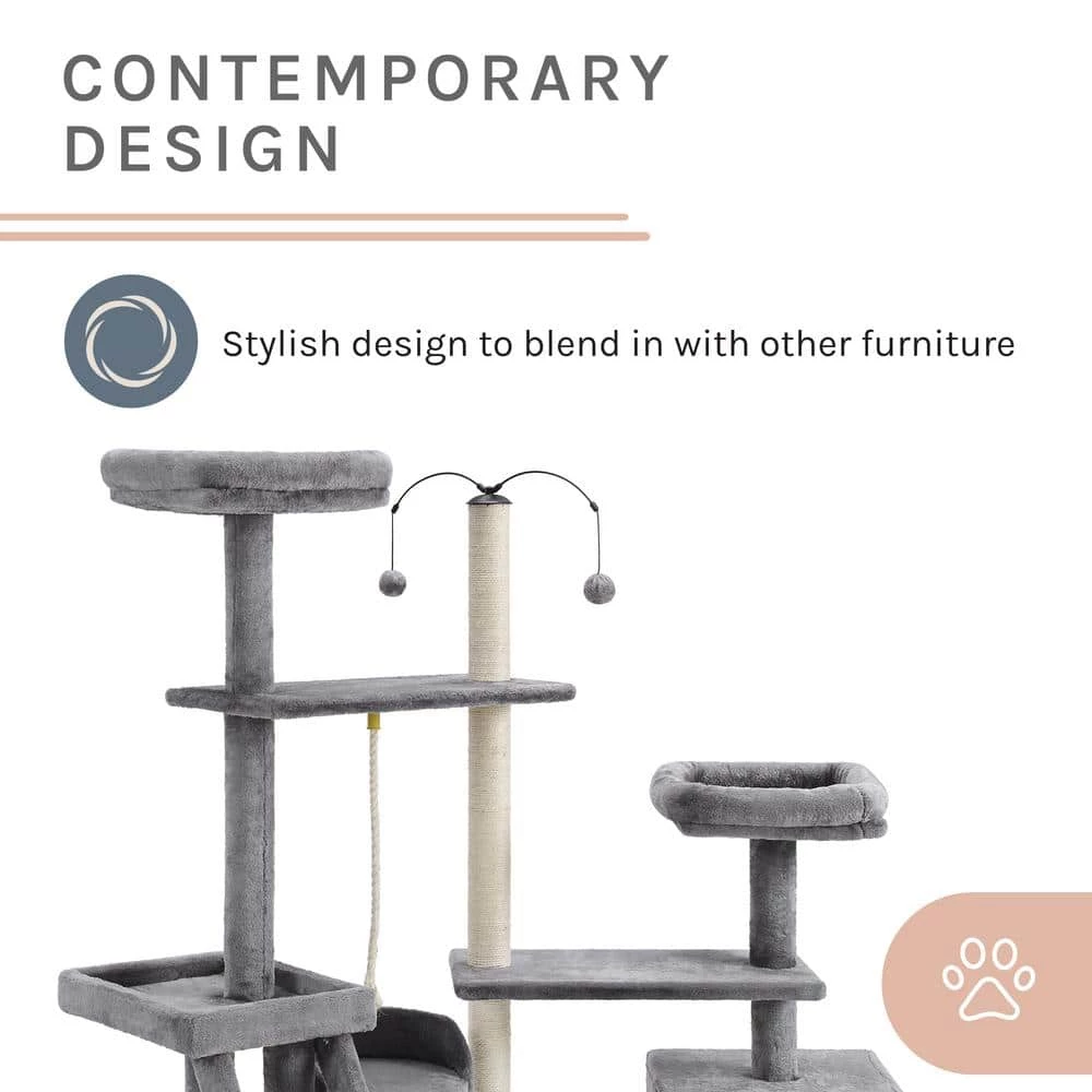 Longshot 53.5 in. Gray Cat Tree by Sam's Pets - Image 2