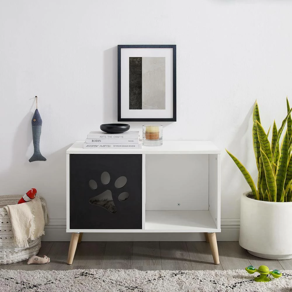 Convertible 22 in. Black and White Cat Tree End Table by Sam's Pets - Image 9