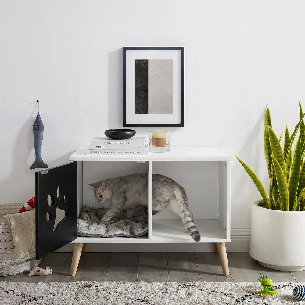 Convertible 22 in. Black and White Cat Tree End Table by Sam's Pets - Image 8