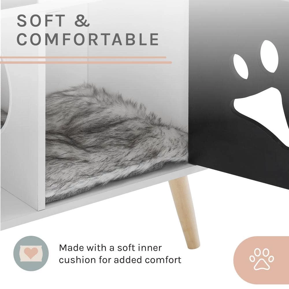 Convertible Black and White Cat Tree End-Table Shelf by Sam's Pets - Image 3