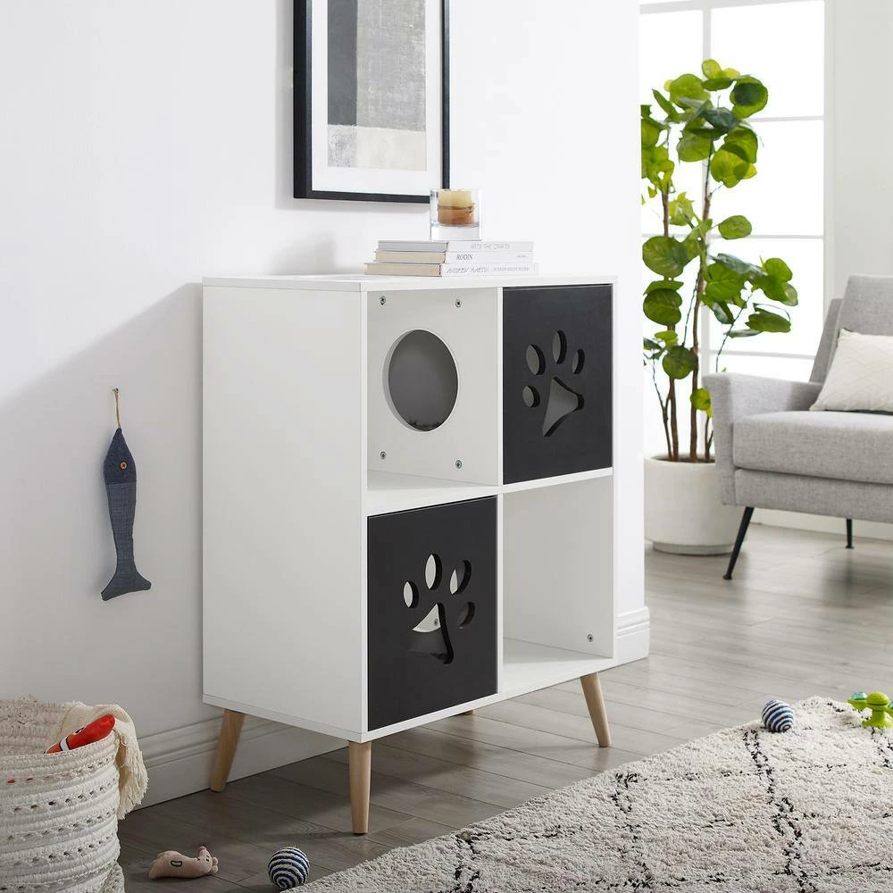 Convertible Black and White Cat Tree End-Table Shelf by Sam's Pets - Image 8