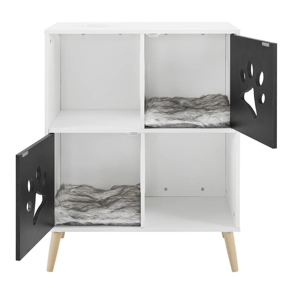 Convertible Black and White Cat Tree End-Table Shelf by Sam's Pets
