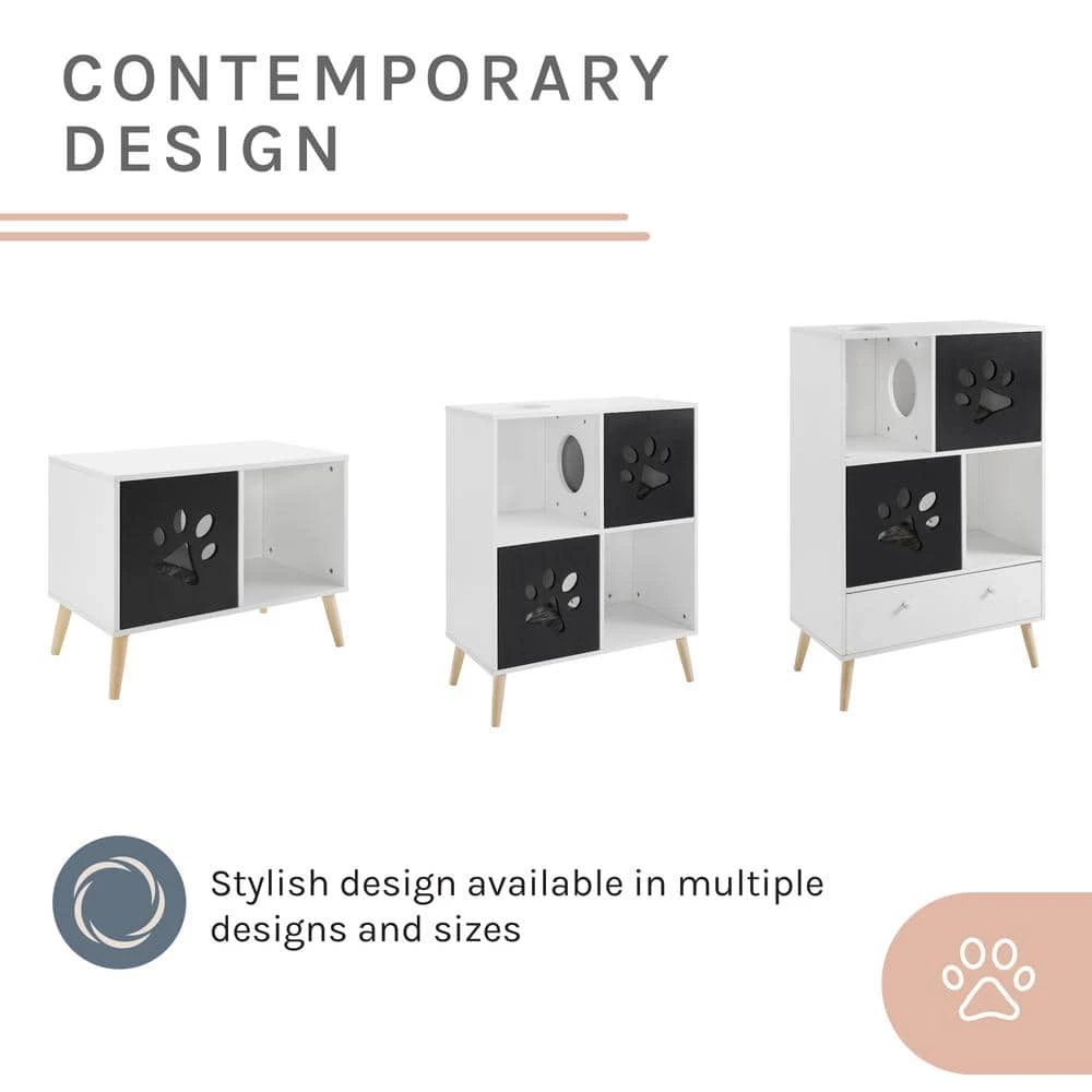 Convertible Black and White Cat Tree End-Table Shelf by Sam's Pets - Image 4