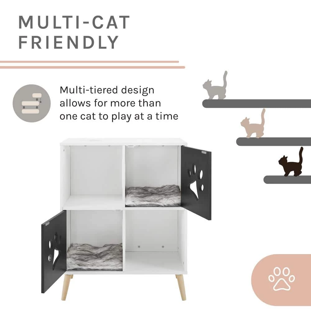 Convertible Black and White Cat Tree End-Table Shelf by Sam's Pets - Image 10