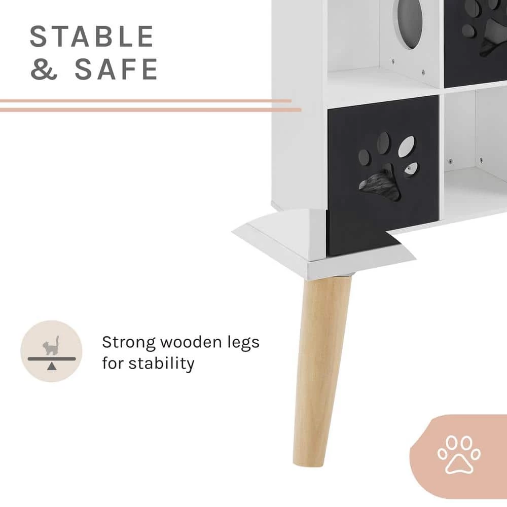 Convertible Black and White Cat Tree End-Table Shelf by Sam's Pets - Image 2