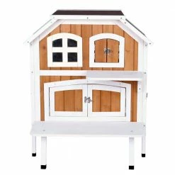 30.5 in. L x 22.75 in. W x 35.25 in. H 2-Story Wooden Cat Cottage by TRIXIE