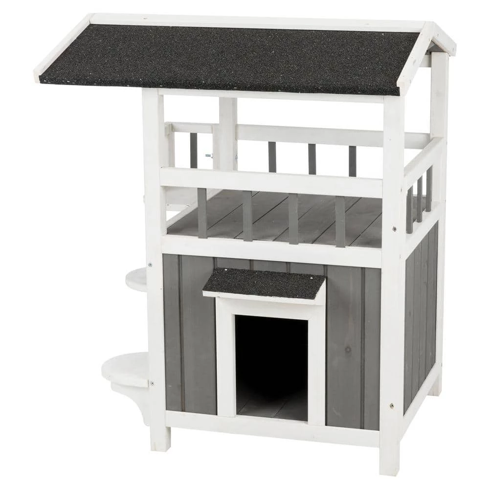 25 in. x 21.5 in. x 29.75 in. Pet Home with Shade in Gray/White by TRIXIE