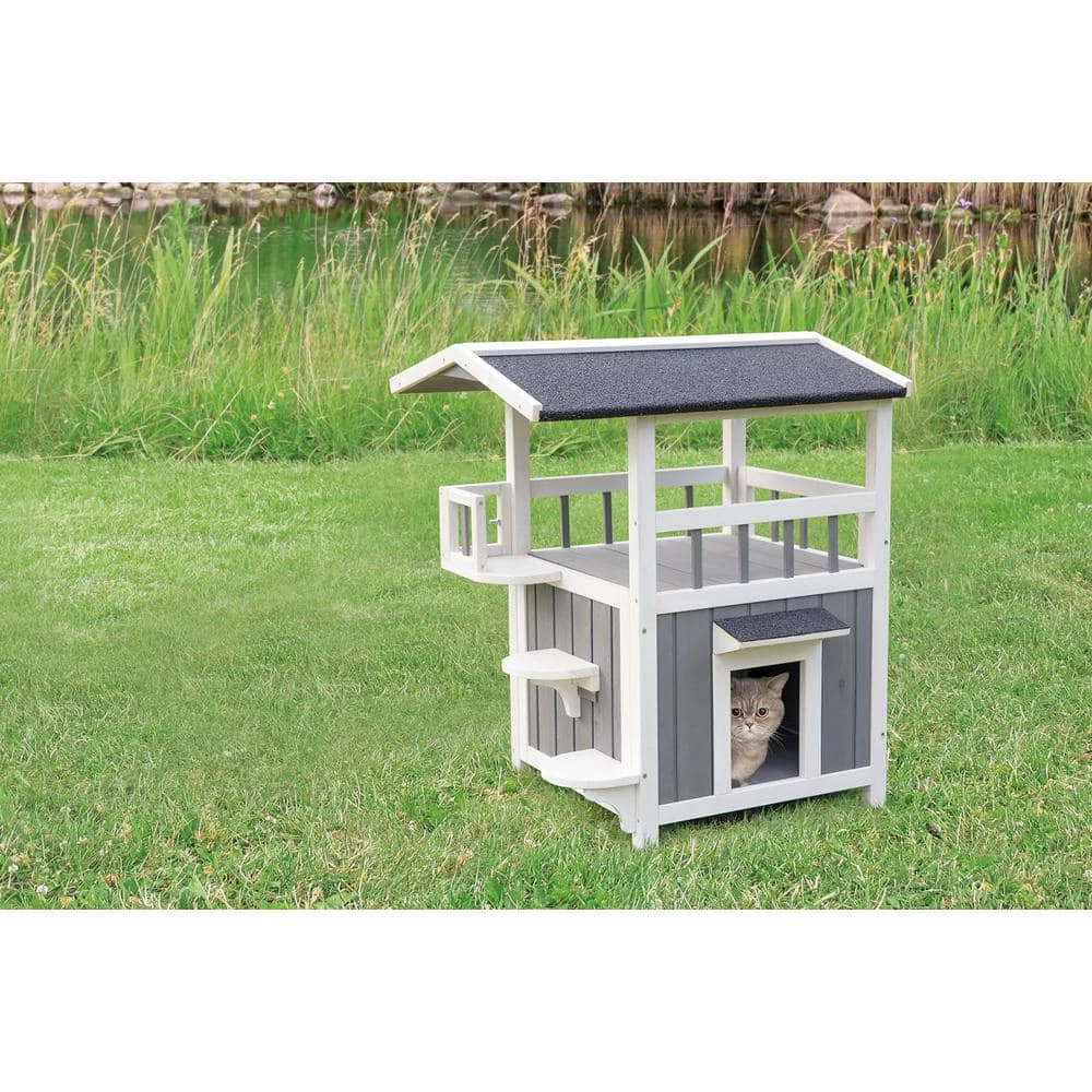 25 in. x 21.5 in. x 29.75 in. Pet Home with Shade in Gray/White by TRIXIE - Image 2