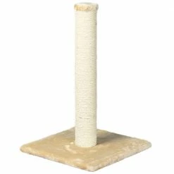 Parla Cat Scratching Post : For Indoor Cats : Plush Covered Base and Sisal Post : Beige : 24 inches Tall by TRIXIE