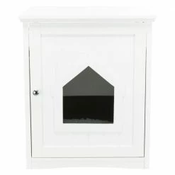 Standard Wood Litter Box Enclosure with Top Shelf in White by TRIXIE