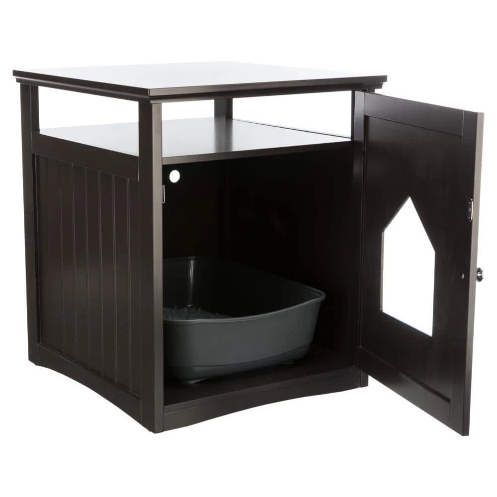 Standard Wood Litter Box Enclosure with Top Shelf in Brown by TRIXIE - Image 3