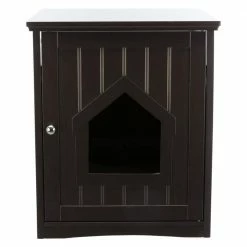 Standard Wood Litter Box Enclosure with Top Shelf in Brown by TRIXIE