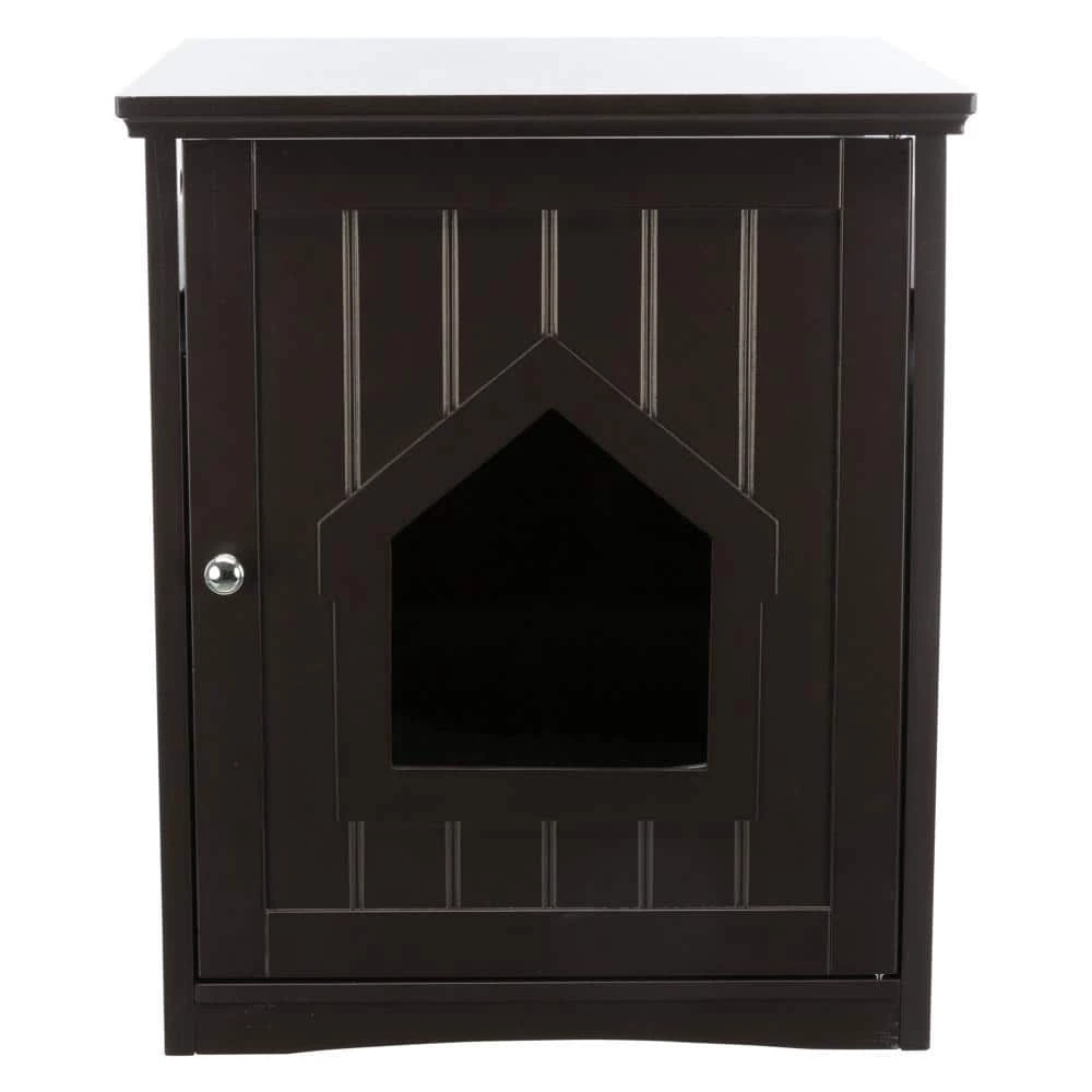 Standard Wood Litter Box Enclosure with Top Shelf in Brown by TRIXIE