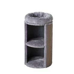 Juniper 2-Level, Cat Condo with Scratching Board Grey by Two By Two